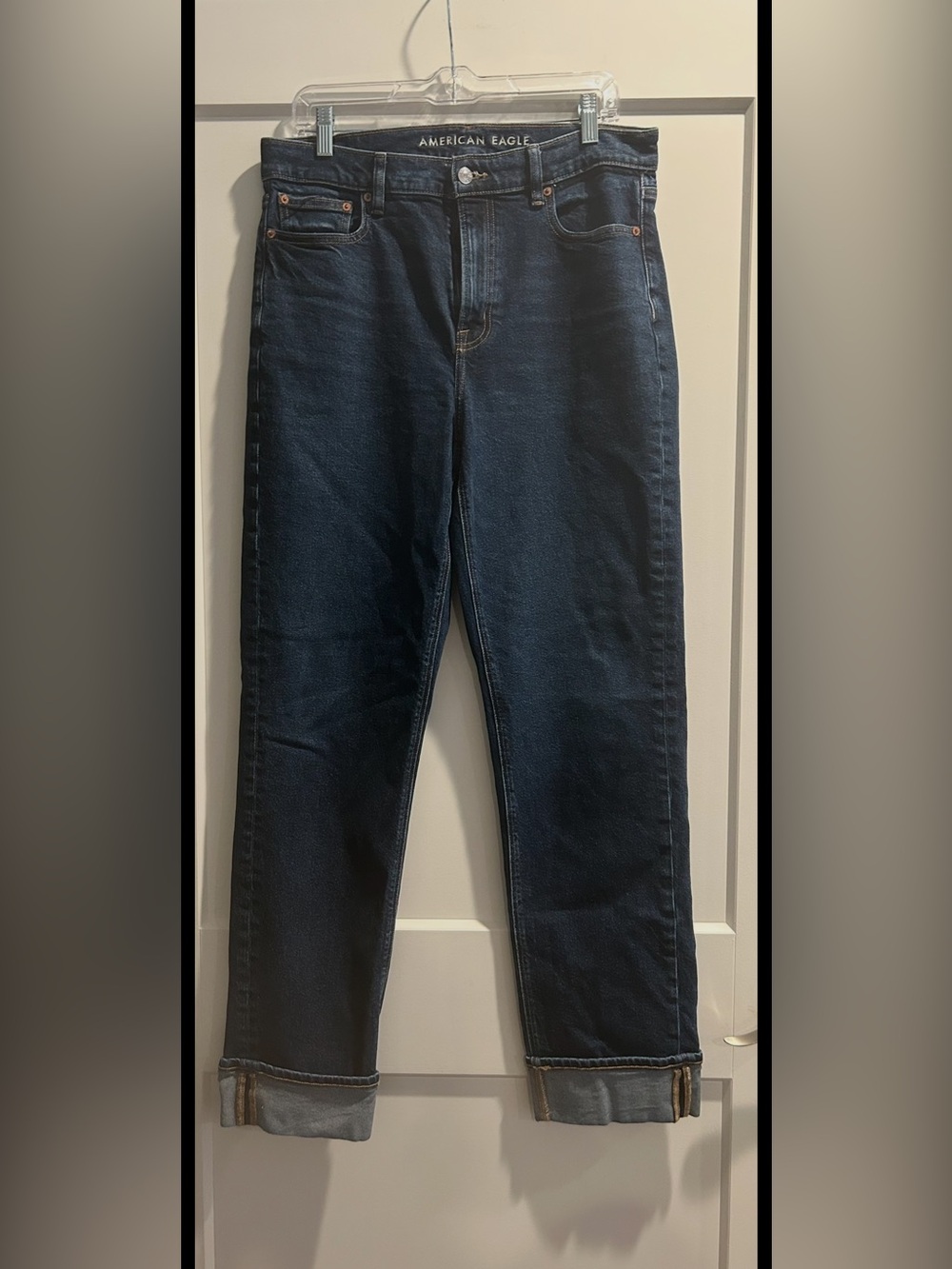 American Eagle Outfitters Super High-Rise Straight Dark Blue Straight Jeans 10 L